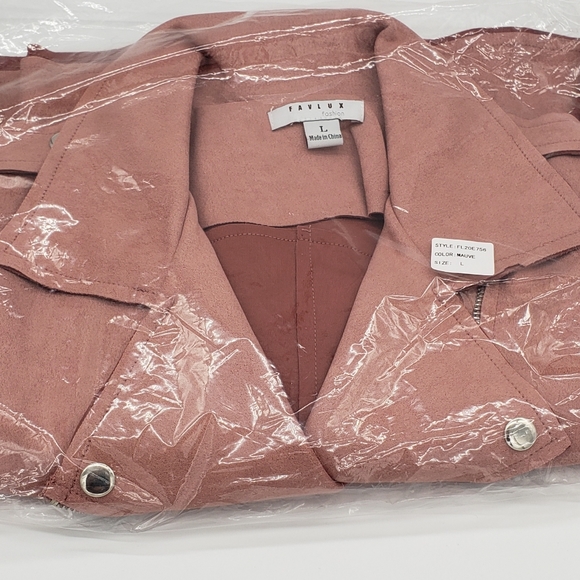 Scuba Suede Moto Jacket in Mauve Pink - Picture 5 of 5